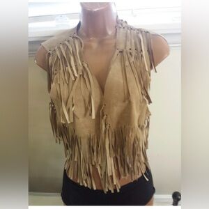 Ralph Lauren Tan Fringe Vest